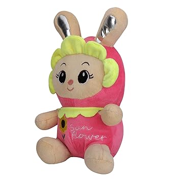 DearJoy Cute Sunflower Bunny Doll/Soft Toy with Shiny Ears/Gift for Boys and Girls (Pink, 35 cm