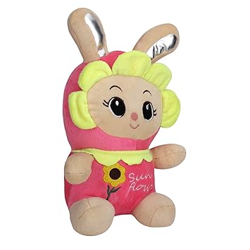 DearJoy Cute Sunflower Bunny Doll/Soft Toy with Shiny Ears/Gift for Boys and Girls (Pink, 35 cm